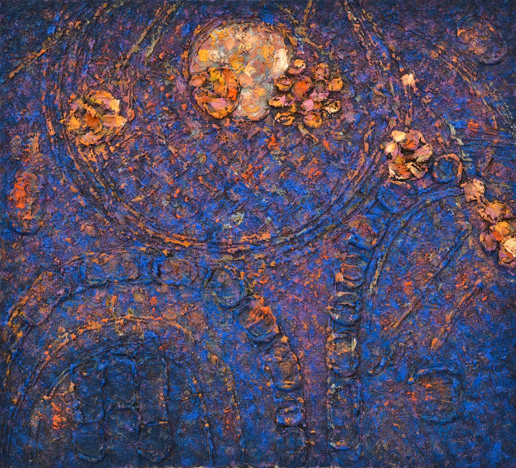 PIERO ZUCCARO Interno, musica delle sfere, 2014, olio su tela, 90x100 cm